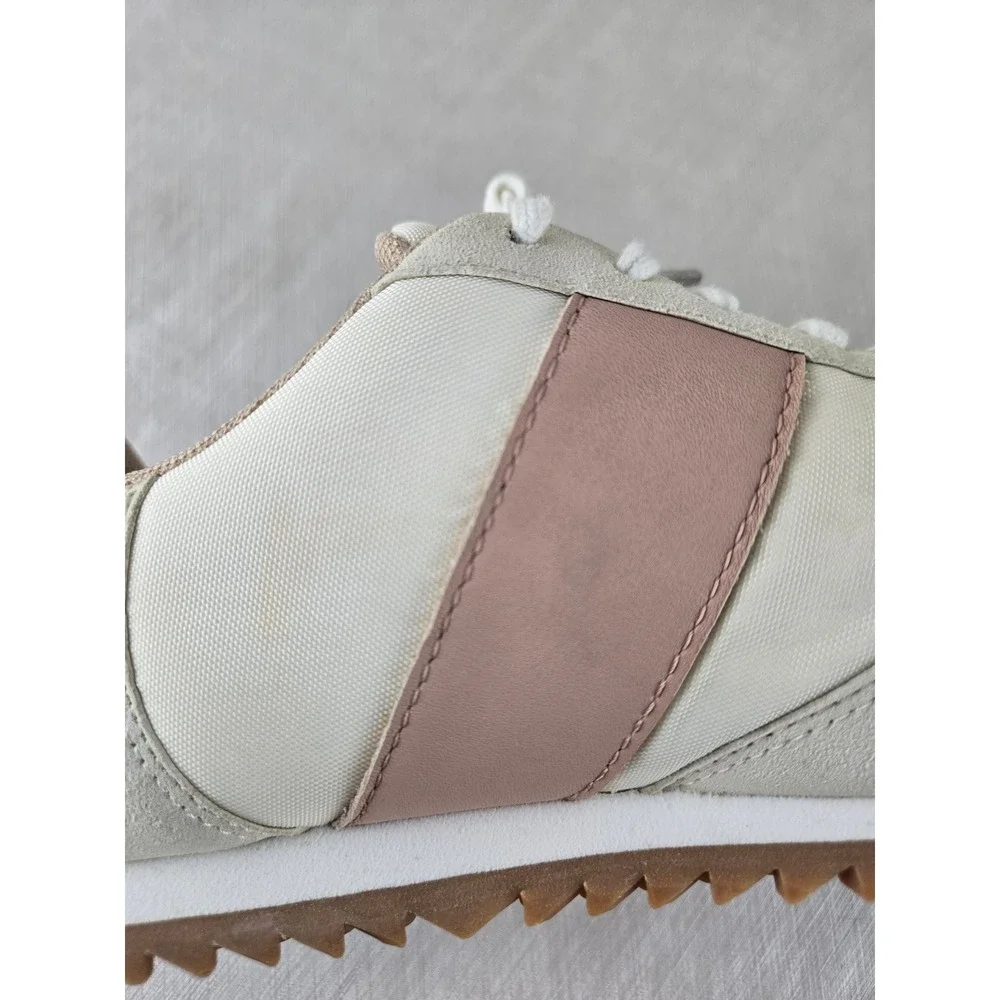 J. Crew‎ White Pink Suede Lace Up Athletic Sneakers Shoes Womens Size 8